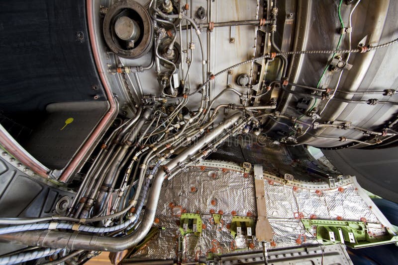 Esposizione dettagliata di un motore a propulsione della turbina. fotografia stock libera da diritti Esposizione dettagliata di un motore a propulsione della turbina. fotografia stock libera da diritti