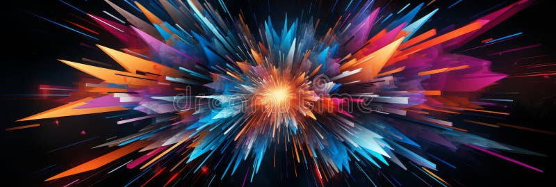Espressione astratta del movimento dinamico di salto quantico e dell'energia. esplosione di forme geometriche colorate fotografia stock libera da diritti