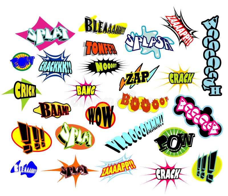 Espressioni comiche di parola illustrazione di stock Espressioni comiche di parola illustrazione di stock