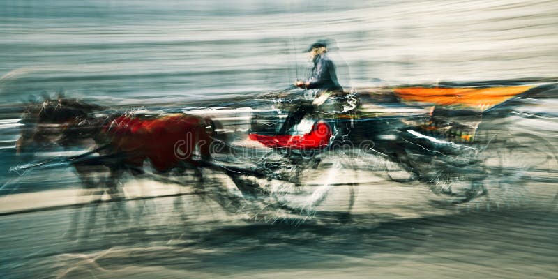 Espressionismo astratto di fantasia - cavalli e trasporto fotografia stock libera da diritti