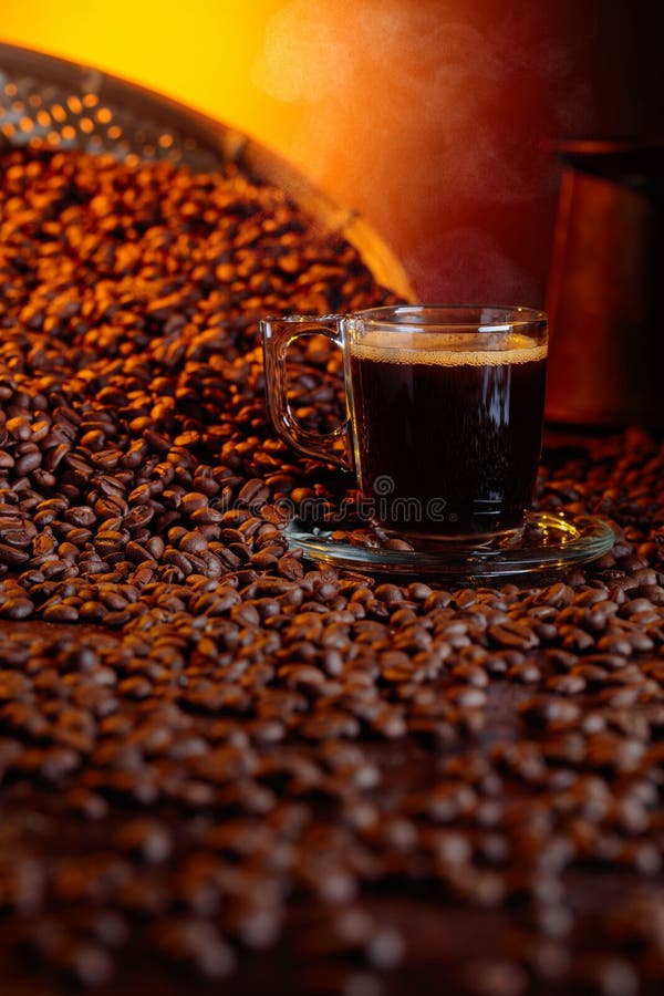 Espresso Coffee Cup with Coffee Beans. Stock Image Image of beverage
