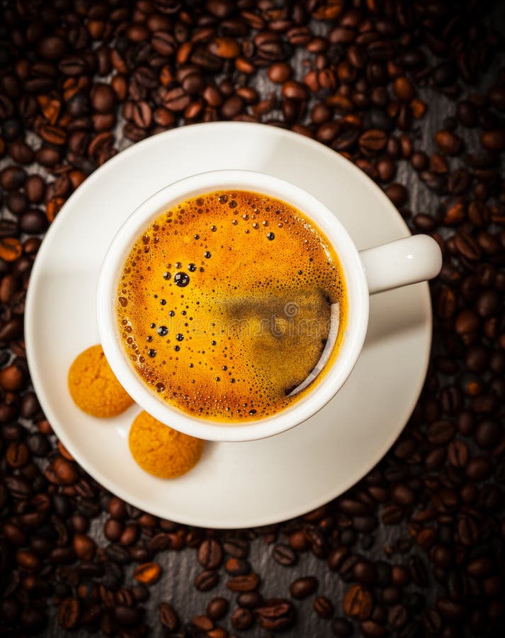 Espresso Cup in Coffee Beans Stock Image Image of dairy, cups 31673929
