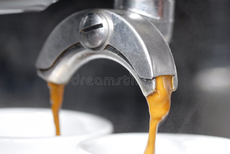 Espresso Extraction with Portafilter. Stock Photo Image of golden