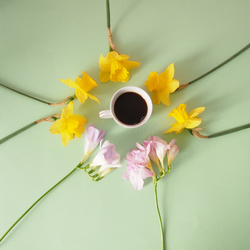 Espresso with flowers stock photography Espresso with flowers stock photography
