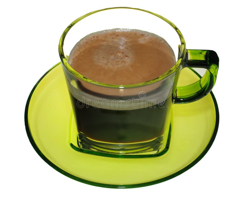 Espresso in Green Glass Cup Stock Photo Image of isolated, green