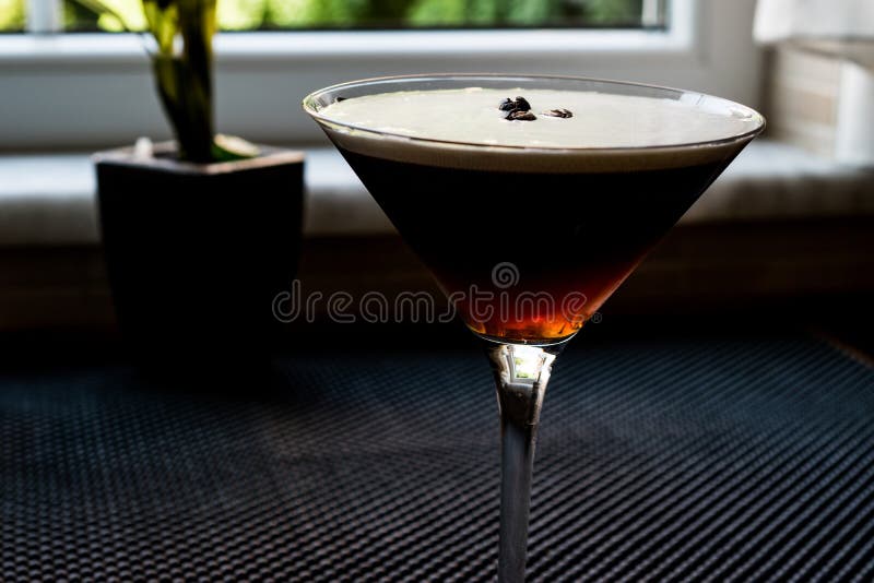 Espresso Martini Cocktail with Coffee Beans. Stock Photo Image of