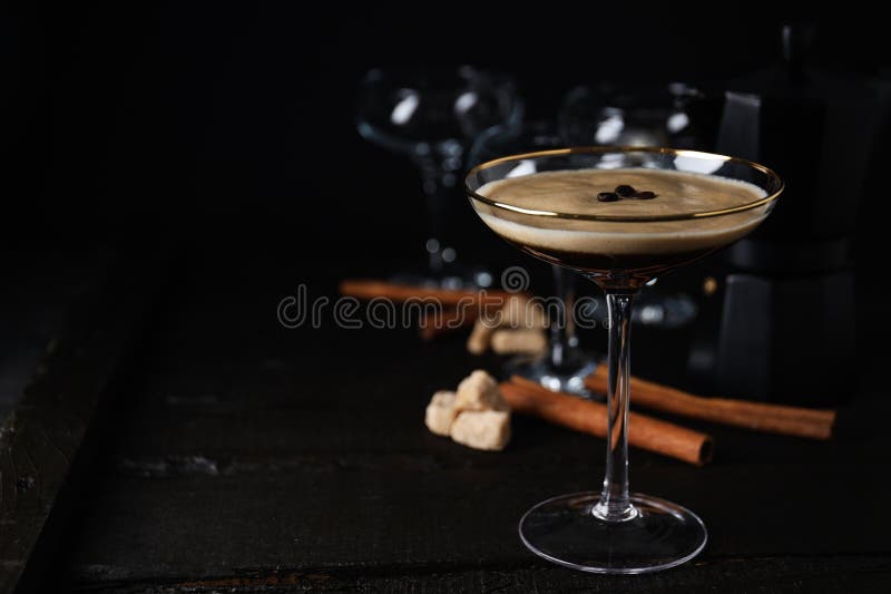 Espresso Martini Cocktail, Delicious Alcohol Drink, Space for Text