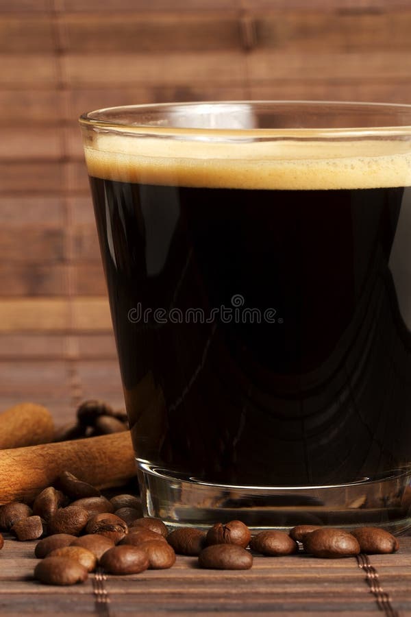 Espresso in a Short Glass with Coffee Beans and Ci Stock Image Image