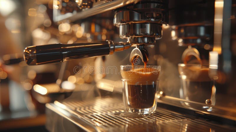 Espressorul care produce cafeaImagine generată de AI stock photography