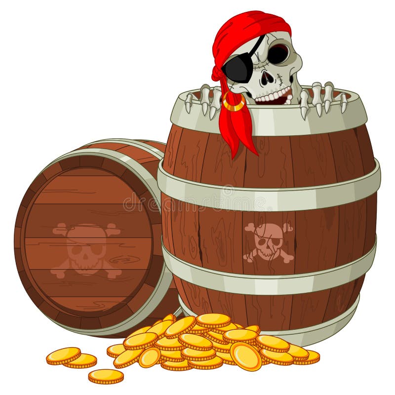 Accesorios del pirata ilustración del vector. Ilustración de barril -  58208656