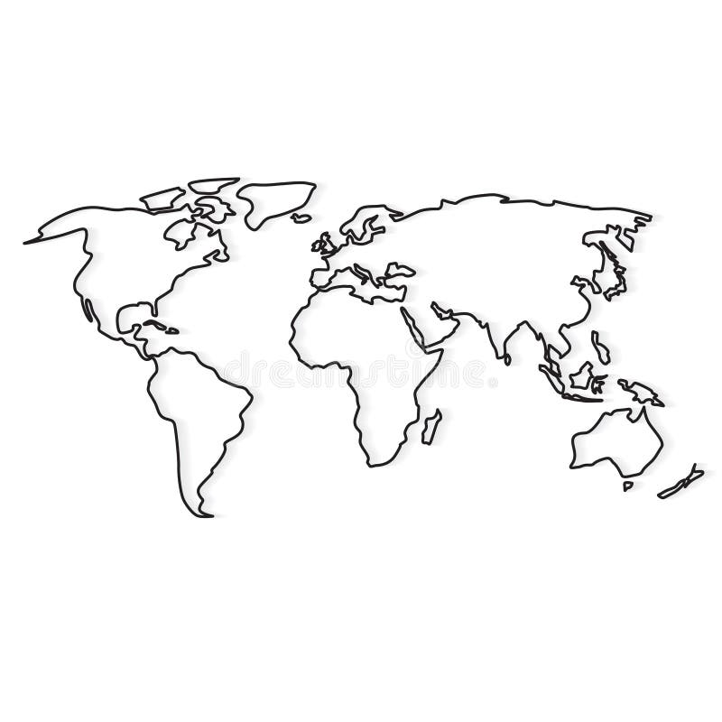 Esquema abstracto negro del mapa mundial