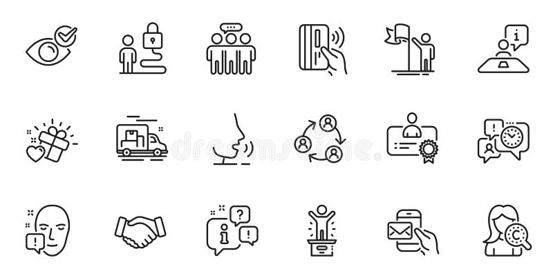Esquema conjunto de íconos del podio del ganador y línea de regalo de amor para aplicación web. para diseño. vector libre illustration