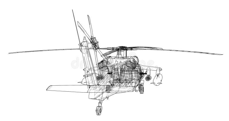 Esquema del helicóptero Equipo militar ilustración del vector Esquema del helicóptero Equipo militar ilustración del vector