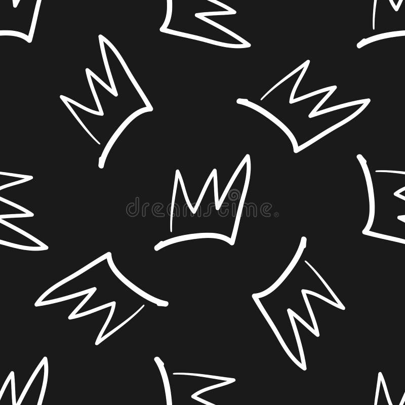 Esquemas repetidos de las coronas dibujadas a mano Modelo inconsútil simple Bosquejo, garabato libre illustration Esquemas repetidos de las coronas dibujadas a mano Modelo inconsútil simple Bosquejo, garabato libre illustration