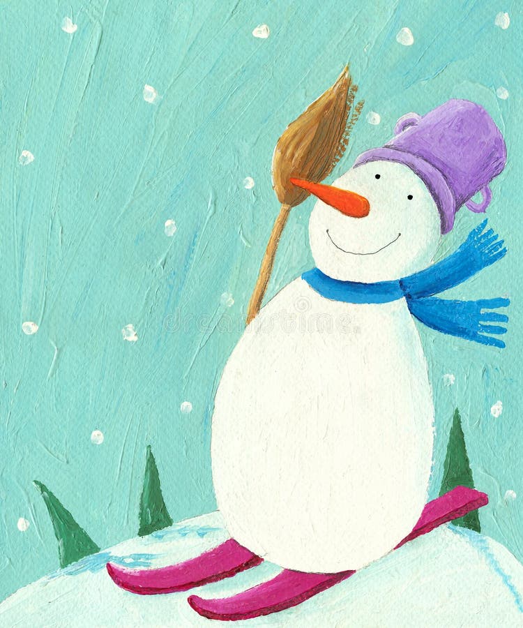 Esqui do boneco de neve ilustração do vetor Esqui do boneco de neve ilustração do vetor