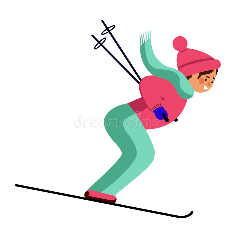 Esquiador da menina Esqui da jovem mulher ilustração royalty free Esquiador da menina Esqui da jovem mulher ilustração royalty free