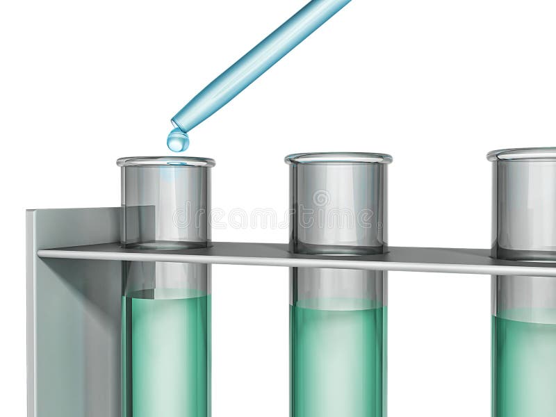 Tubes à Essai Avec La Pipette Et Le Liquide Rouge Illustration Stock