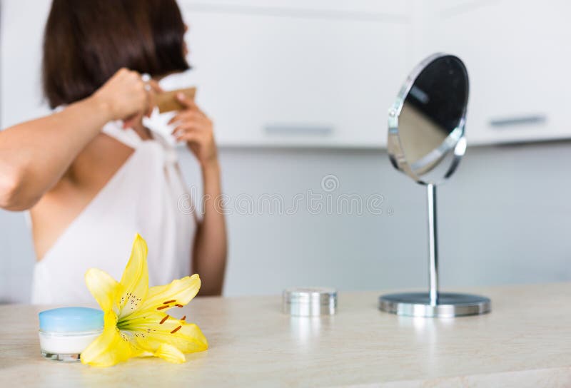 Essential Cosmetics on a Table Stock Photo Image of magnifying