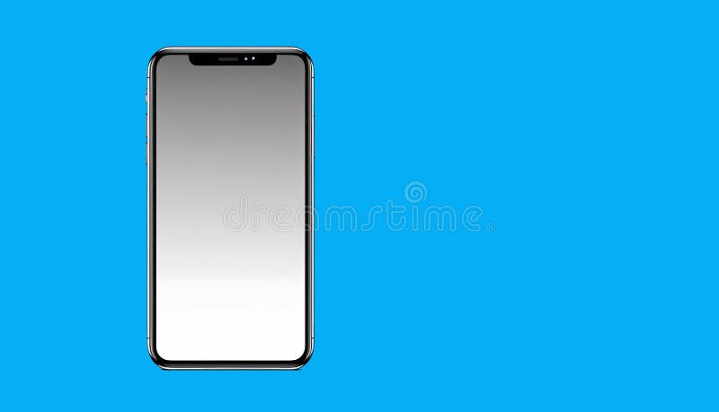 Essential device for every day. Mobile with blank screen to put text on blue background. Generative AI vector illustration