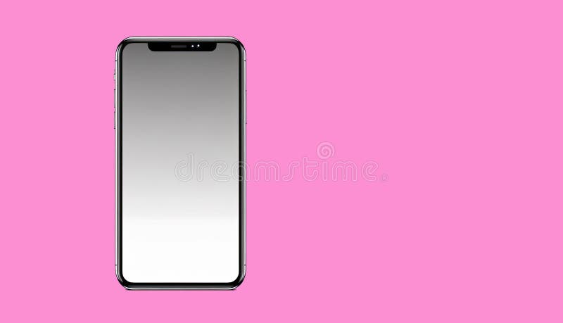 Essential device for every day. Mobile with blank screen to put text on pink background. Generative AI vector illustration