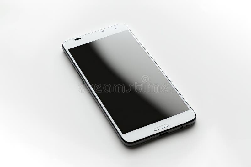 Essential device for every day. Mobile with blank screen to put text on white background. Generative AI royalty free illustration