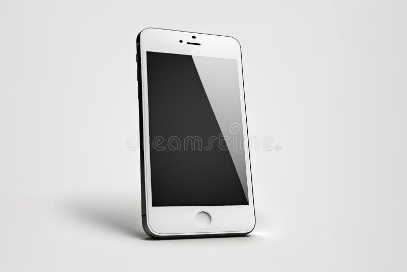 Essential device for every day. Mobile with blank screen to put text on white background. Generative AI stock illustration