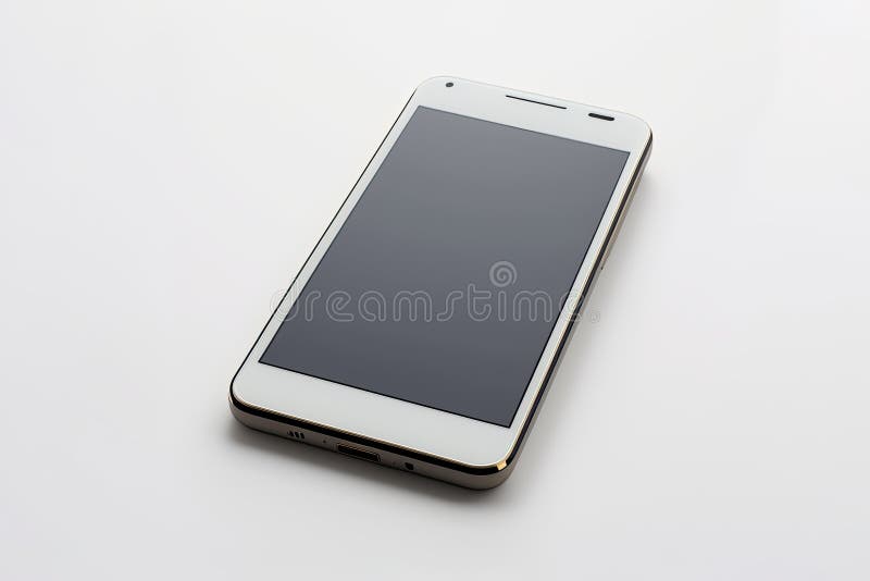 Essential device for every day. Mobile with blank screen to put text on white background. Generative AI royalty free illustration