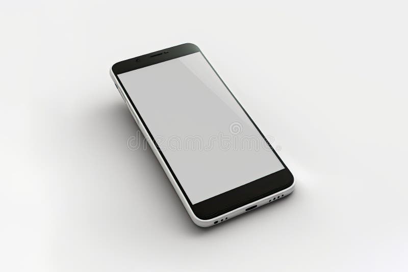 Essential device for every day. Mobile with blank screen to put text on white background. Generative AI stock illustration