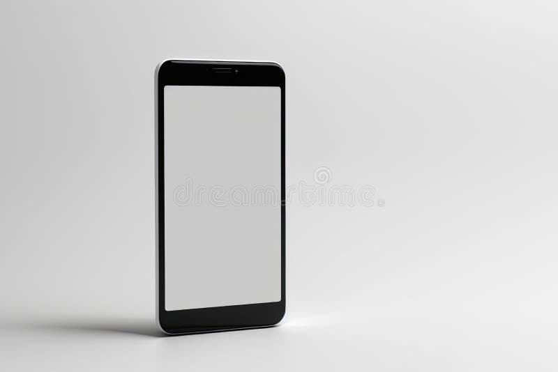 Essential device for every day. Mobile with blank screen to put text on white background. Generative AI royalty free illustration