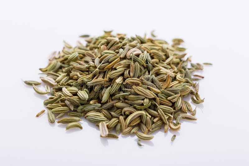 Essential Oil of Fennel Seeds on a White Background Stock Image Image