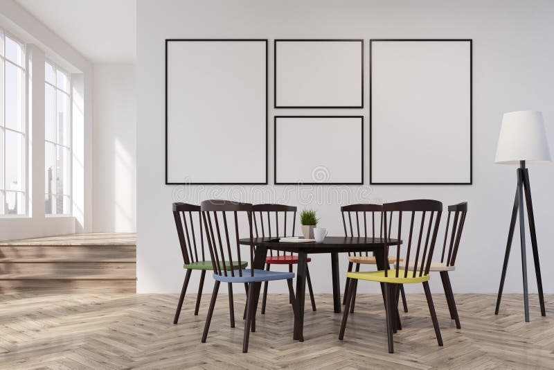 Esszimmer Der Weissen Wand Oder Buro Rundtisch Stock Abbildung Illustration Von Bild Abbildung 94556382