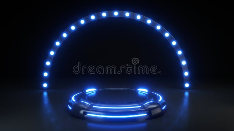Um jogo de impressão 3d é exibido em uma sala com luz neon azul