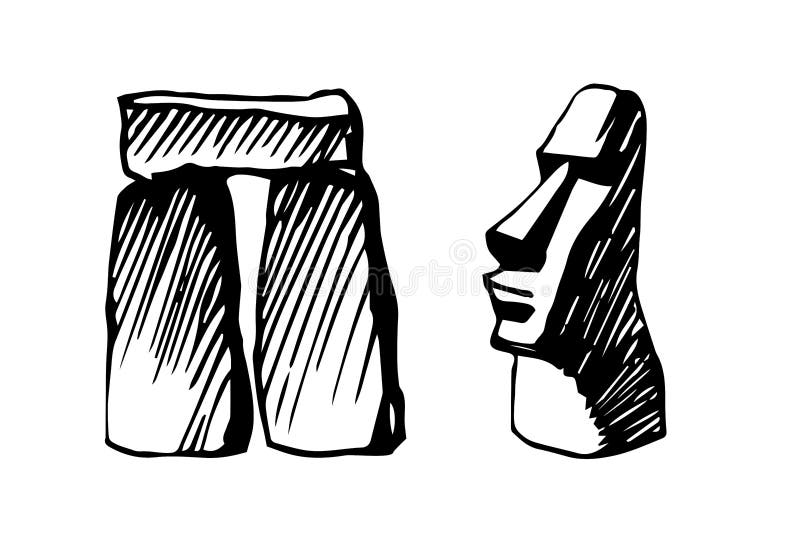 Moai na ilha de páscoa escultura de pedra de desenho vetorial isolada