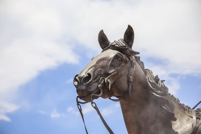 Estátua De Cavalo Em Frente a Um Céu Nublado Foto de Stock - Imagem de  animal, olho: 221252936