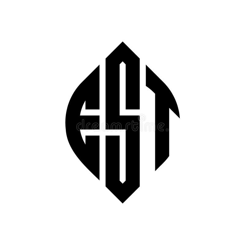 EST circle letter logo design with circle and ellipse shape. EST ellipse letters with typographic style. The three initials form a royalty free illustration