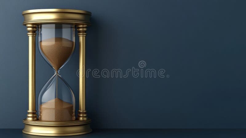 Esta imagen conceptual representa una cristalera de cristal con el tiempo pasando todo sobre un fondo oscuro foto de archivo libre de regalías