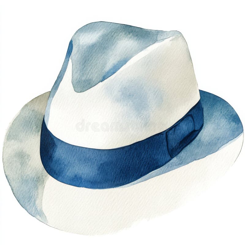 Esta imagen muestra un bosquejo detallado de un sombrero fedora que incluye una cinta y un arco todo montado en un fondo blanco fotografía de archivo