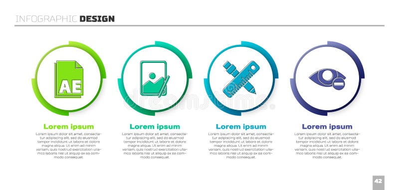 Establecer El Efecto De La Regla Y Del Lapiz Y Del Ojo Rojo De La Tableta Grafica Del Documento Del Archivo Ae Plantilla De Infog Ilustracion Del Vector Ilustracion De Lapiz