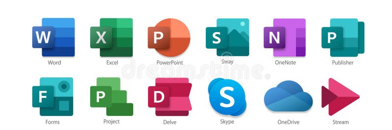 Establecer Iconos 01 De 02 Microsoft Office 365 Fotografía editorial -  Ilustración de moderno, muestras: 211857142