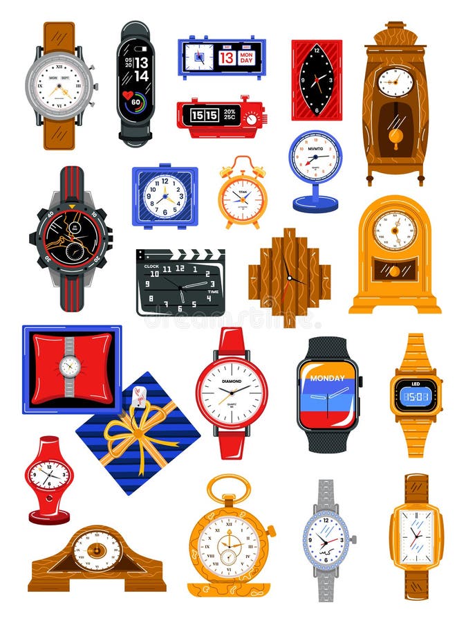 Establecer Relojes Diferentes Tipos Para Determinar El Tiempo Digital Moderno Reloj Diseño Dibujos Animados Estilo Vector Ilustrac Ilustración del Vector - Ilustración de plazo, muestra: 215825191 Establecer Relojes Diferentes Tipos Para Determinar El Tiempo Digital Moderno Reloj Diseño Dibujos Animados Estilo Vector Ilustrac Ilustración del Vector - Ilustración de plazo, muestra: 215825191