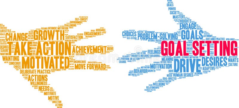 Establecimiento de objetivos word cloud stock de ilustración