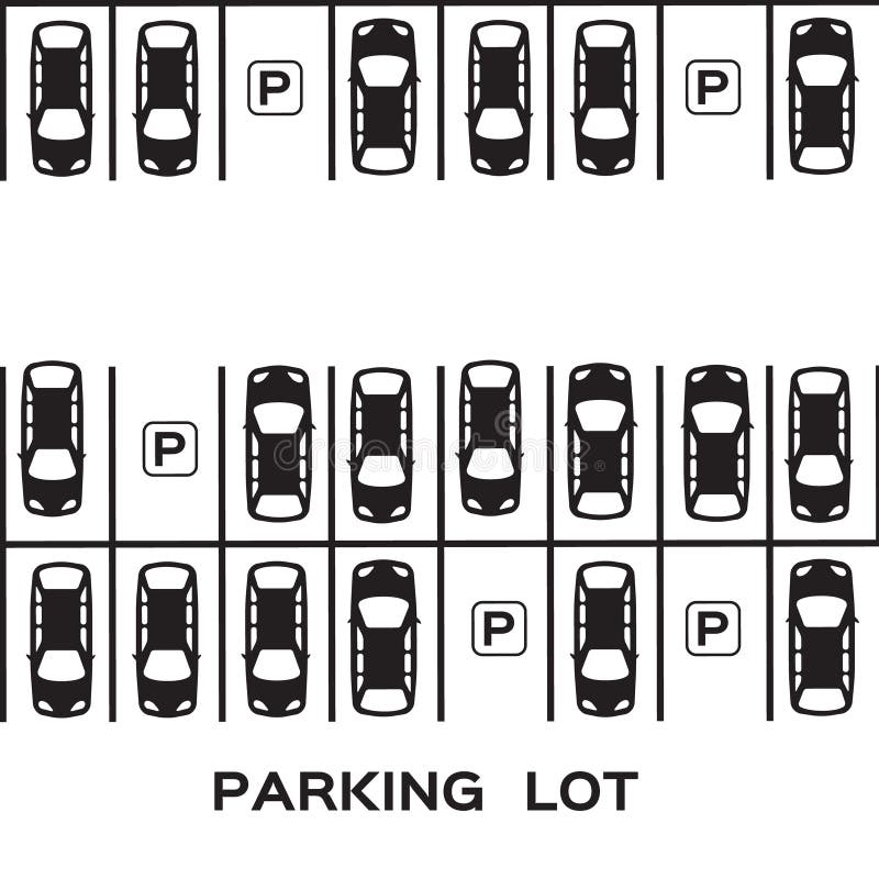 Top View Parking lot design. Many cars parked. Vector Illustration. Top View Parking lot design. Many cars parked. Vector Illustration.