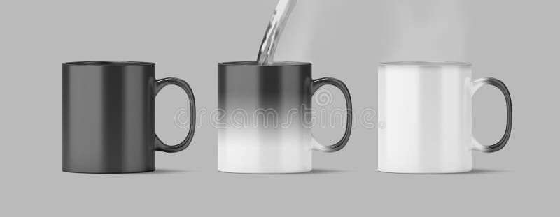 Estado acima isolado, frio e quente da zombaria mágica vazia da caneca, fotos de stock royalty free Estado acima isolado, frio e quente da zombaria mágica vazia da caneca, fotos de stock royalty free