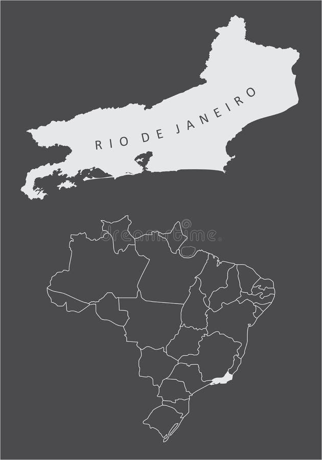 Mapa De Las Regiones Del Estado De Rio De Janeiro Stock De Ilustracion Ilustracion De Detallado Contorno