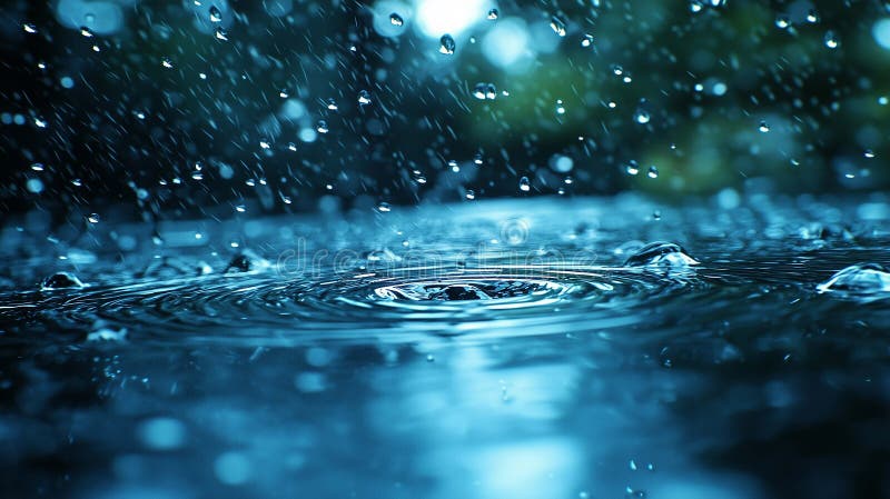 Estado de ánimo lluvioso dramáticas gotas de agua salpicadas en un charco con texturas de agua rizadas libre illustration