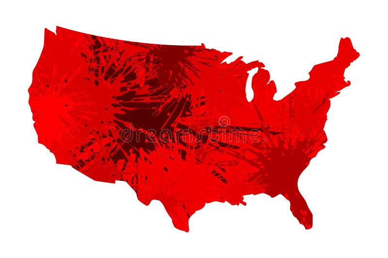 Mapa Dos Estados Unidos Da América Em Pentágonos Vermelho E Azul