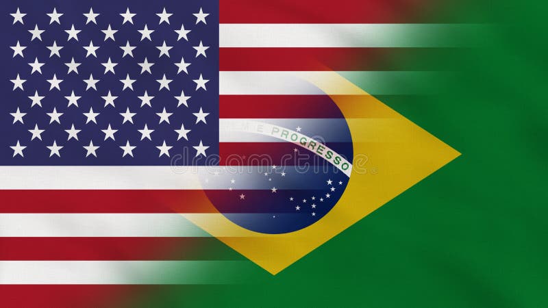 Estados Unidos E Bandeira De Tecido Amassado Do Brasil. Ilustração Stock -  Ilustração de bandeira, unido: 213496977