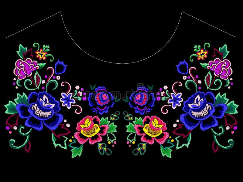 Estampado de flores del bordado del vector libre illustration Estampado de flores del bordado del vector libre illustration
