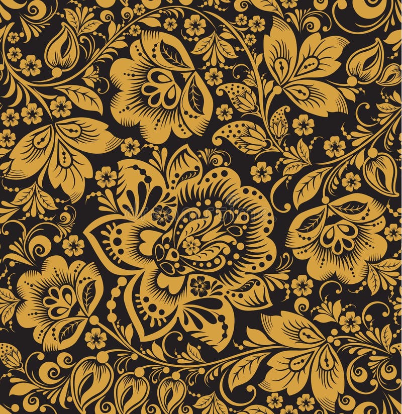 Estampado de flores inconsútil. Flores beige en un fondo del oro. libre illustration Estampado de flores inconsútil. Flores beige en un fondo del oro. libre illustration