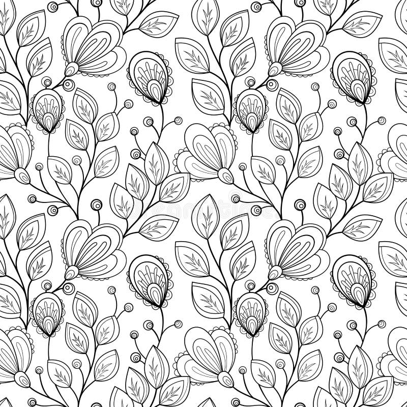 Estampado de flores monocromático inconsútil del vector libre illustration Estampado de flores monocromático inconsútil del vector libre illustration